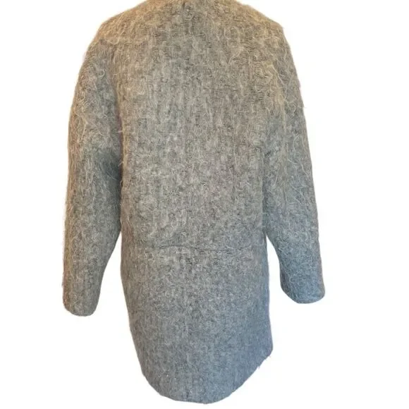 Zara Wool Blend Collarless Structured Coat Grey Women's S